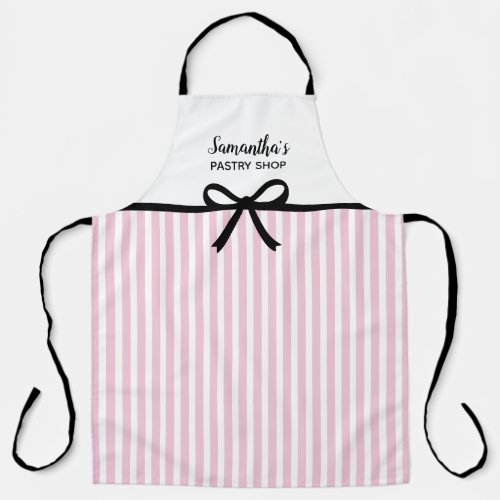 Business Candy Pink Stripes Bakery Kitchen Salon Apron