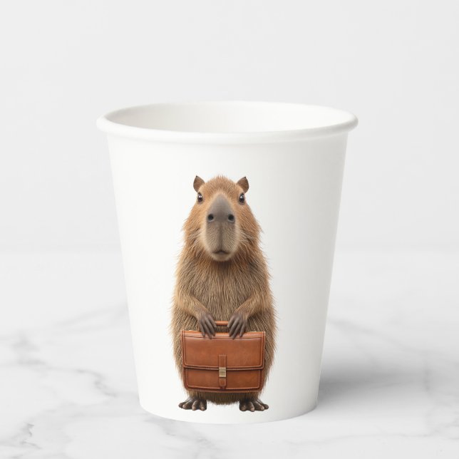 Business Capybara with Briefcase Paper Cups (Front)