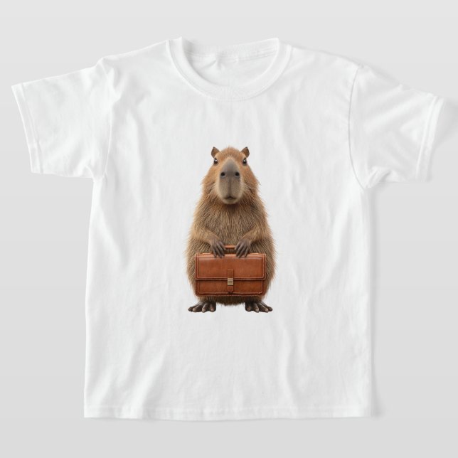 Business Capybara with Briefcase T-Shirt (Laydown)