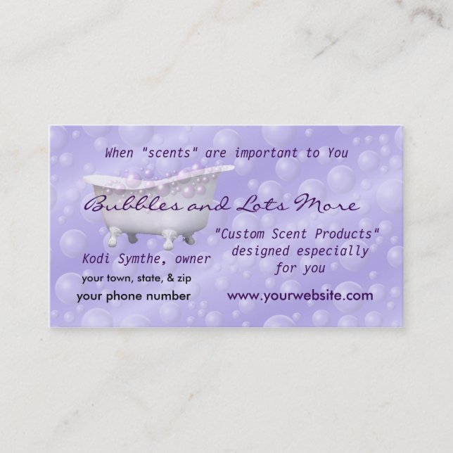 Business Card2- Lav Bubbles- customize as you wish Card (Front)