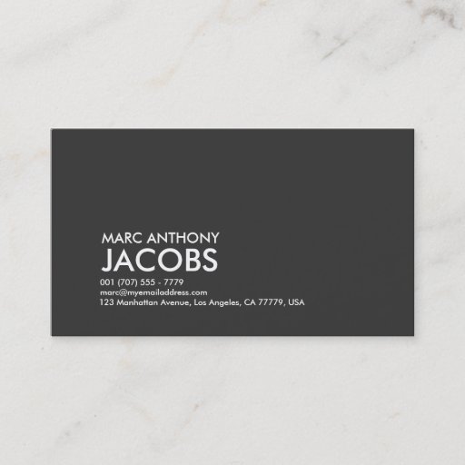 Customizable Business Card 006a - Bold Plain, Grey / White