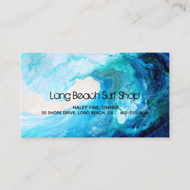 Business Card, Abstract Blue Wave Business Card (Front)