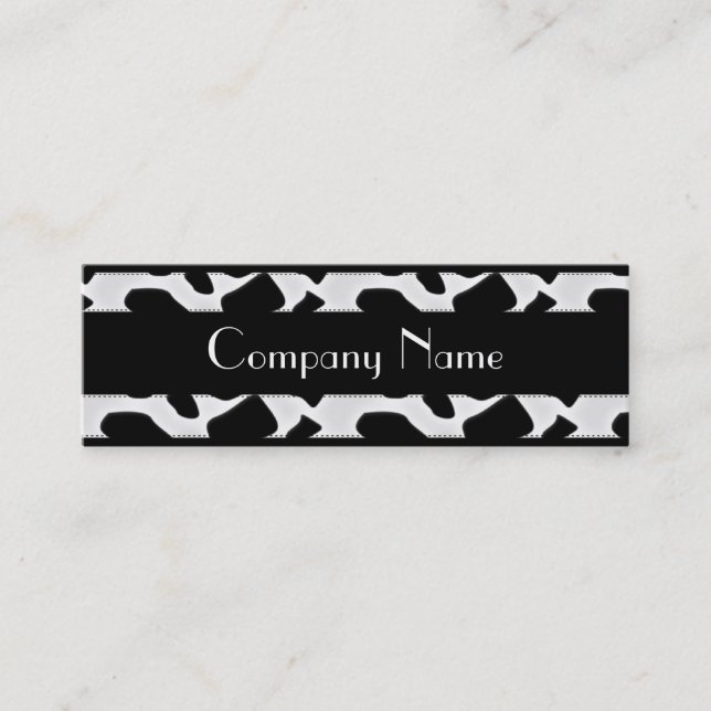 Business Card Animal Cow Print Black White Skinny (Front)