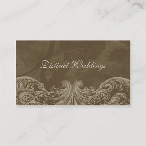 Business Card Antique Roses Wedding Planner Brown