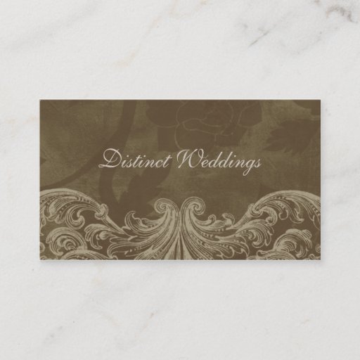 Customizable Business Card Antique Roses Wedding Planner Brown