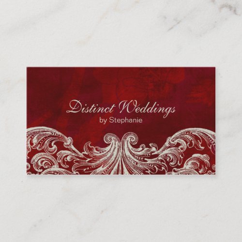 Business Card Antique Roses Wedding Planner Red