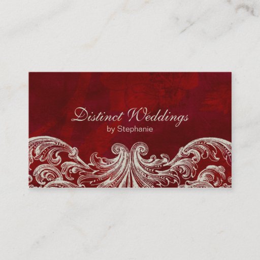 Customizable Business Card Antique Roses Wedding Planner Red