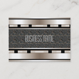 Business Card Art Deco Black Cream Leather