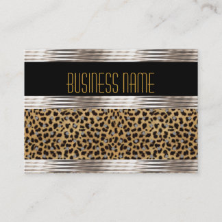 Business Card Art Deco Black Leopard Skin