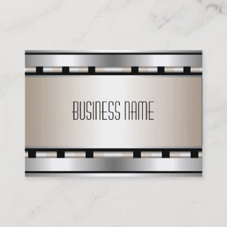 Business Card Art Deco Black Silver Beige Stripe