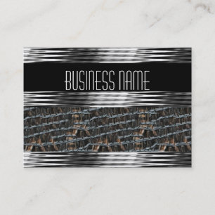Business Card Art Deco Black Silver Leather