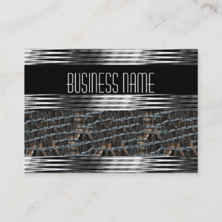 Business Card Art Deco Black Silver Leather