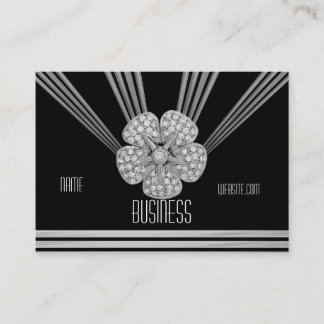Business Card Art Deco Black Stripe Diamond Jewel