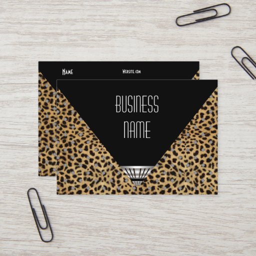Customizable Business Card Art Deco Black White Leopard Skin
