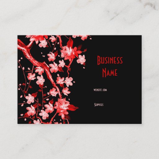 Customizable Business Card Asian Japanese Red Blossom
