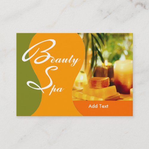 Business Card Beauty Health Spa Salon Green Yellow