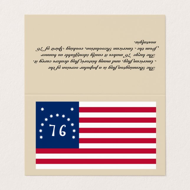 Business Card Bennington Flag - "Tent Style Card" (Outside Unfolded)