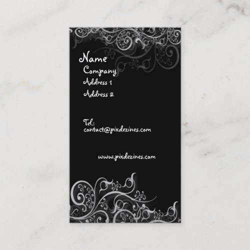 business card black and white swirls