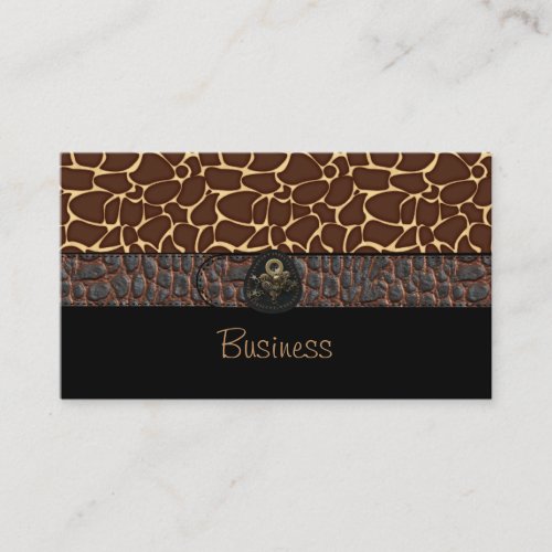 Business Card Black Animal Leather Brown Belt