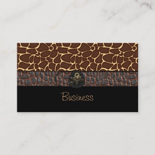 Customizable Business Card Black Animal Leather Brown Belt