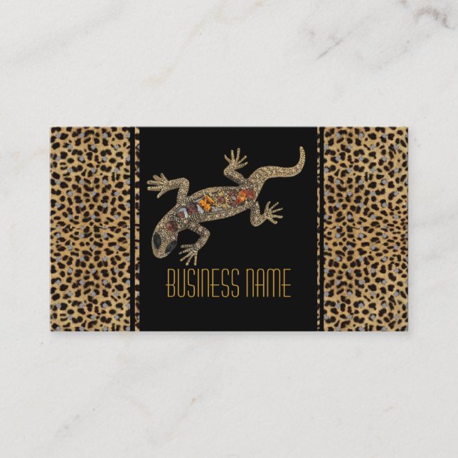 Business Card Black Animal Lizard Jewel (Front)