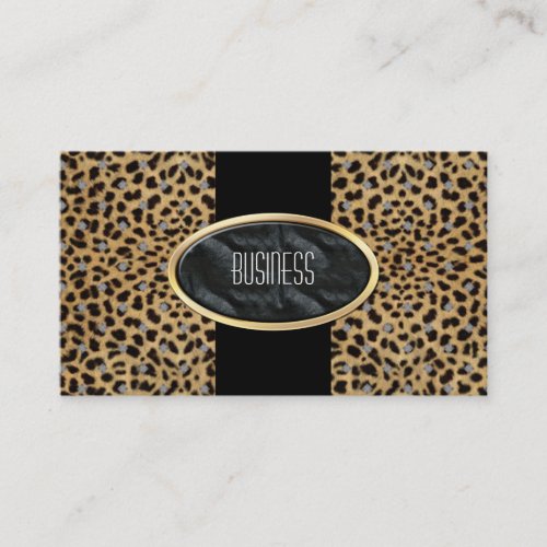 Business Card Black Gold Animal Leopard