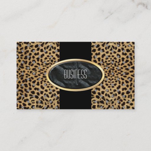 Customizable Business Card Black Gold Animal Leopard