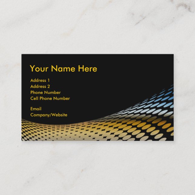 Business Card - Black - Gold - Blue Halftones (Front)