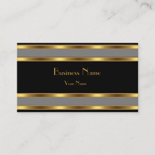 Business Card Black Gold grey Stripe