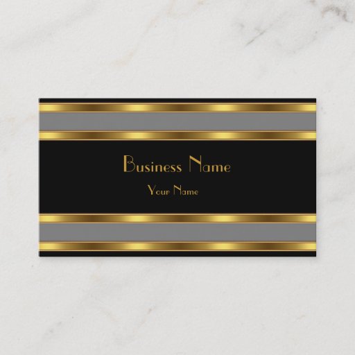 Customizable Business Card Black Gold grey Stripe