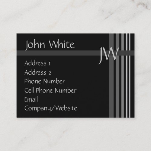 Business Card - Black &amp; Grey Stripe - Monogram