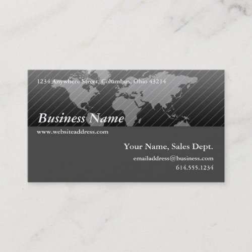 Business Card :: Black &amp; Grey World Map Design 2