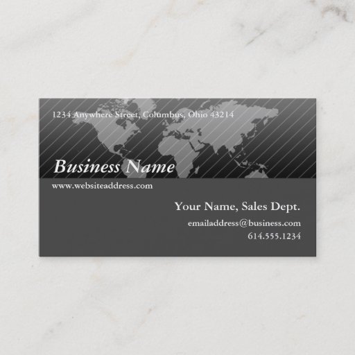 Customizable Business Card :: Black &amp; Grey World Map Design 2