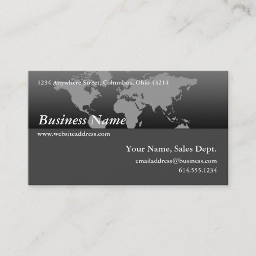Business Card :: Black &amp; Grey World Map Design 4
