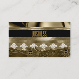 Business Card Black Old Gold Art Deco Floral
