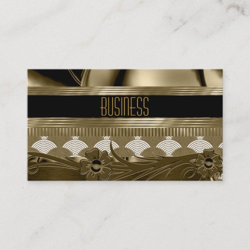 Business Card Black Old Gold Art Deco Floral