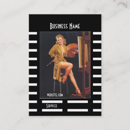 Business Card Black Pin up Girl Vintage retro