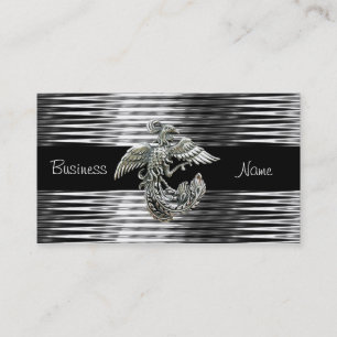 Business Card Black Silver Phoenix Bird Jewel