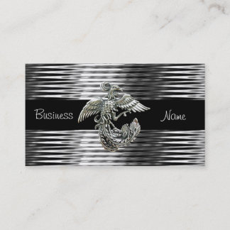 Business Card Black Silver Phoenix Bird Jewel