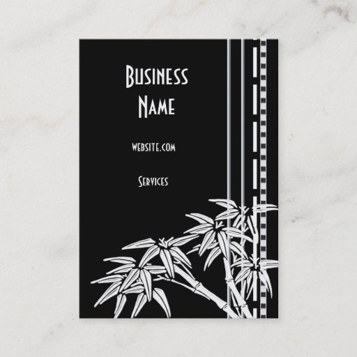 Customizable Business Card Black White Asian Bamboo