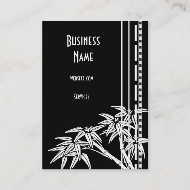 Business Card Black White Asian Bamboo (Front)