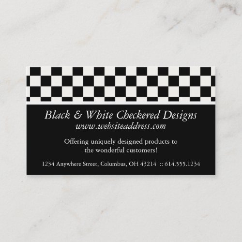 Business Card :: Black &amp; White Checkered Design