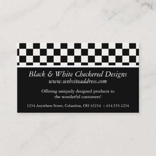 Customizable Business Card :: Black & White Checkered Design