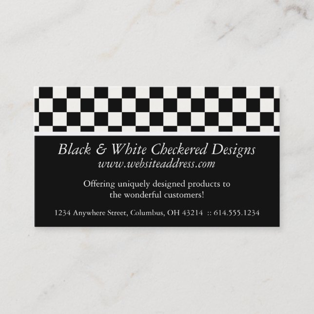 Business Card :: Black & White Checkered Design (Front)