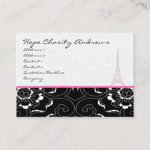 Business Card Black White Damask Eiffel Tower