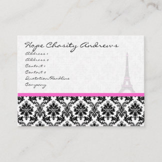Business Card Black White Damask Eiffel Tower
