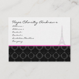 Business Card Black White Damask Eiffel Tower