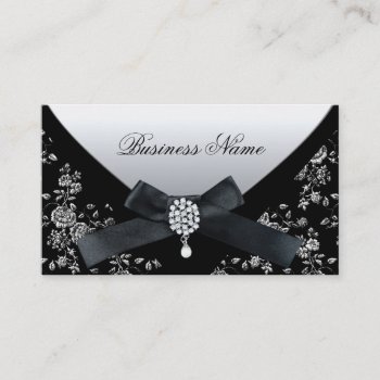 Business Card Black White Damask Purse Jewel by Zizzago at Zazzle