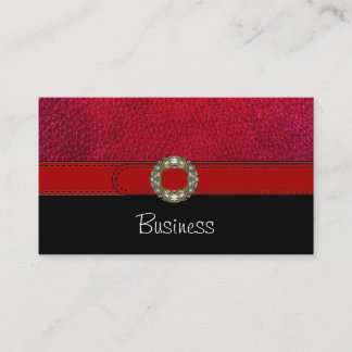 Business Card Black White Leather Red Belt Jewel