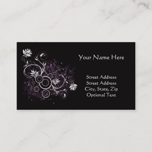 Business Card Black with White and Purple